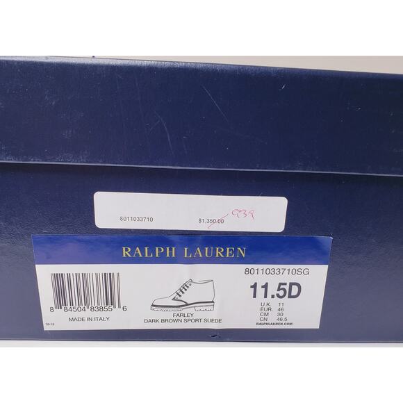 RALPH LAUREN FARLEY Brown Sport Suede Leather Boots Men's 11.5D Made in Italy - Picture 3 of 16